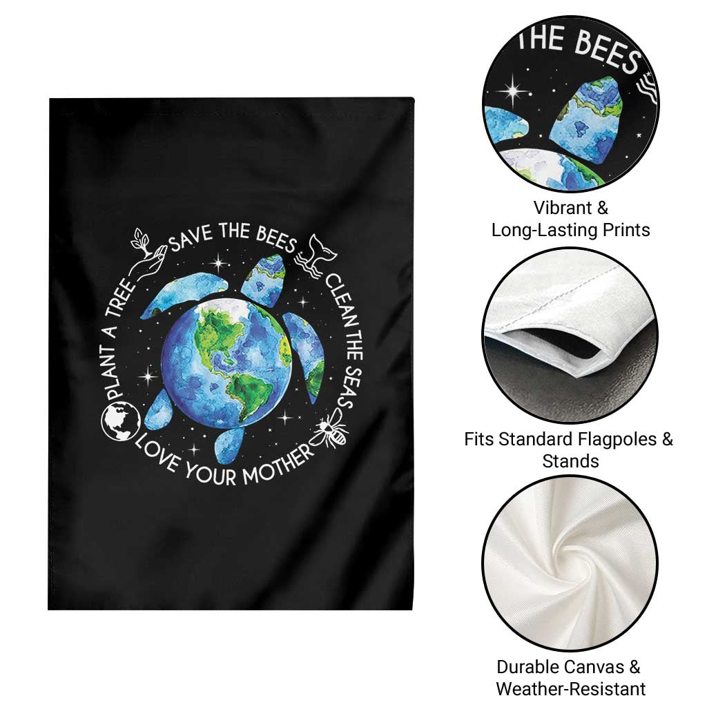 Earth Day Sea Turtle Garden Flag Save Bees Plant Trees Clean Seas Environmentalist TS14 Print Your Wear