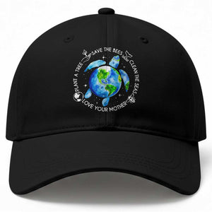 Earth Day Sea Turtle Baseball Cap Save Bees Plant Trees Clean Seas Environmentalist TS14 Print Your Wear
