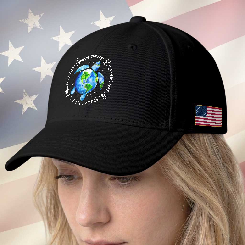 Earth Day Sea Turtle Baseball Cap Save Bees Plant Trees Clean Seas Environmentalist TS14 Print Your Wear