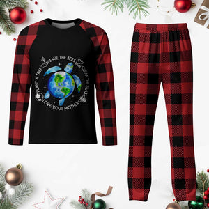 Earth Day Sea Turtle Plaid Pajama Set Save Bees Plant Trees Clean Seas Environmentalist TS14 Buffalo Plaid Print Your Wear