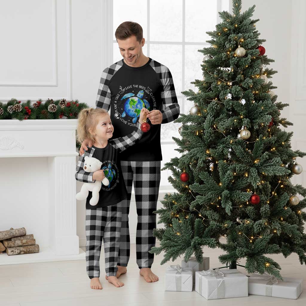 Earth Day Sea Turtle Plaid Pajama Set Save Bees Plant Trees Clean Seas Environmentalist TS14 White Plaid Print Your Wear