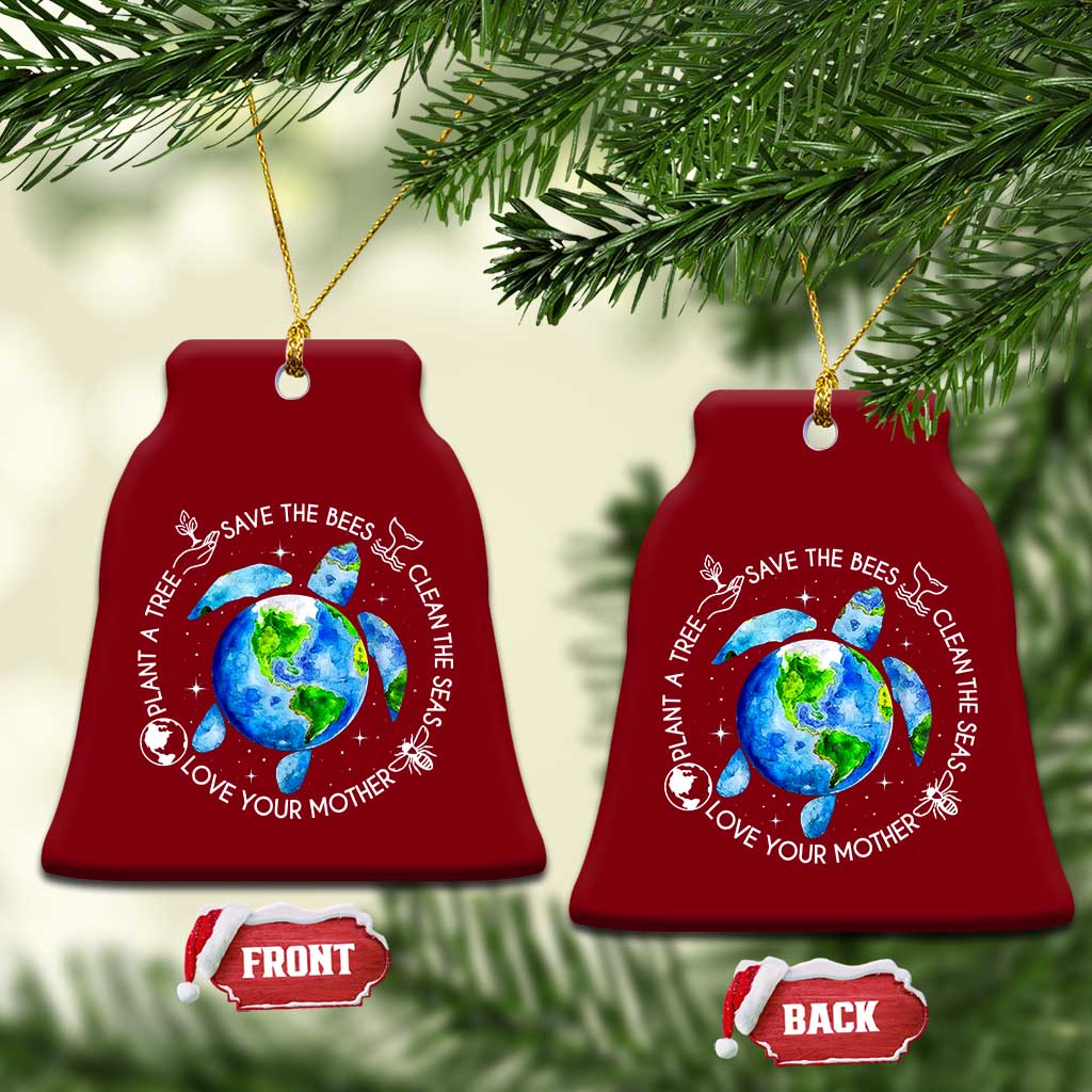 Earth Day Sea Turtle Ceramic Ornament Save Bees Plant Trees Clean Seas Environmentalist TS14 Print Your Wear
