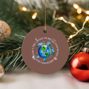 Earth Day Sea Turtle Ceramic Ornament Save Bees Plant Trees Clean Seas Environmentalist TS14 1pc Mocha Print Your Wear
