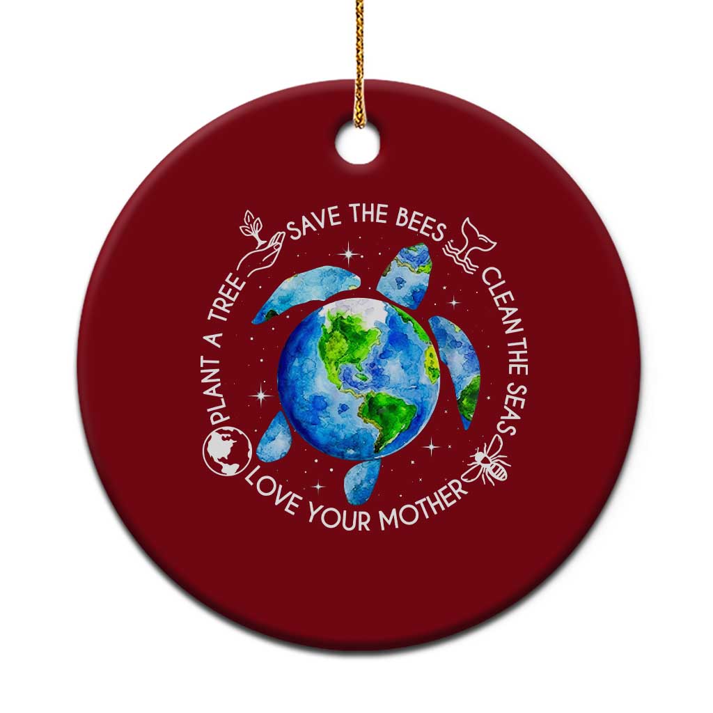 Earth Day Sea Turtle Ceramic Ornament Save Bees Plant Trees Clean Seas Environmentalist TS14 1pc Red Print Your Wear