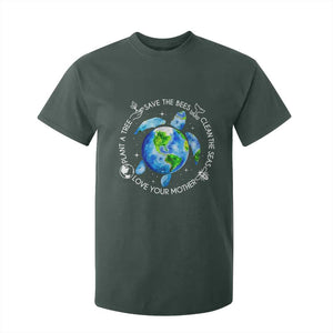 Earth Day Sea Turtle T Shirt For Kid Save Bees Plant Trees Clean Seas Environmentalist TS14 Dark Forest Green Print Your Wear
