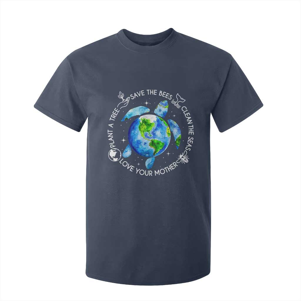 Earth Day Sea Turtle T Shirt For Kid Save Bees Plant Trees Clean Seas Environmentalist TS14 Navy Print Your Wear
