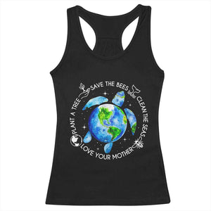 Earth Day Sea Turtle Racerback Tank Top Save Bees Plant Trees Clean Seas Environmentalist TS14 Black Print Your Wear