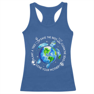 Earth Day Sea Turtle Racerback Tank Top Save Bees Plant Trees Clean Seas Environmentalist TS14 Royal Blue Print Your Wear