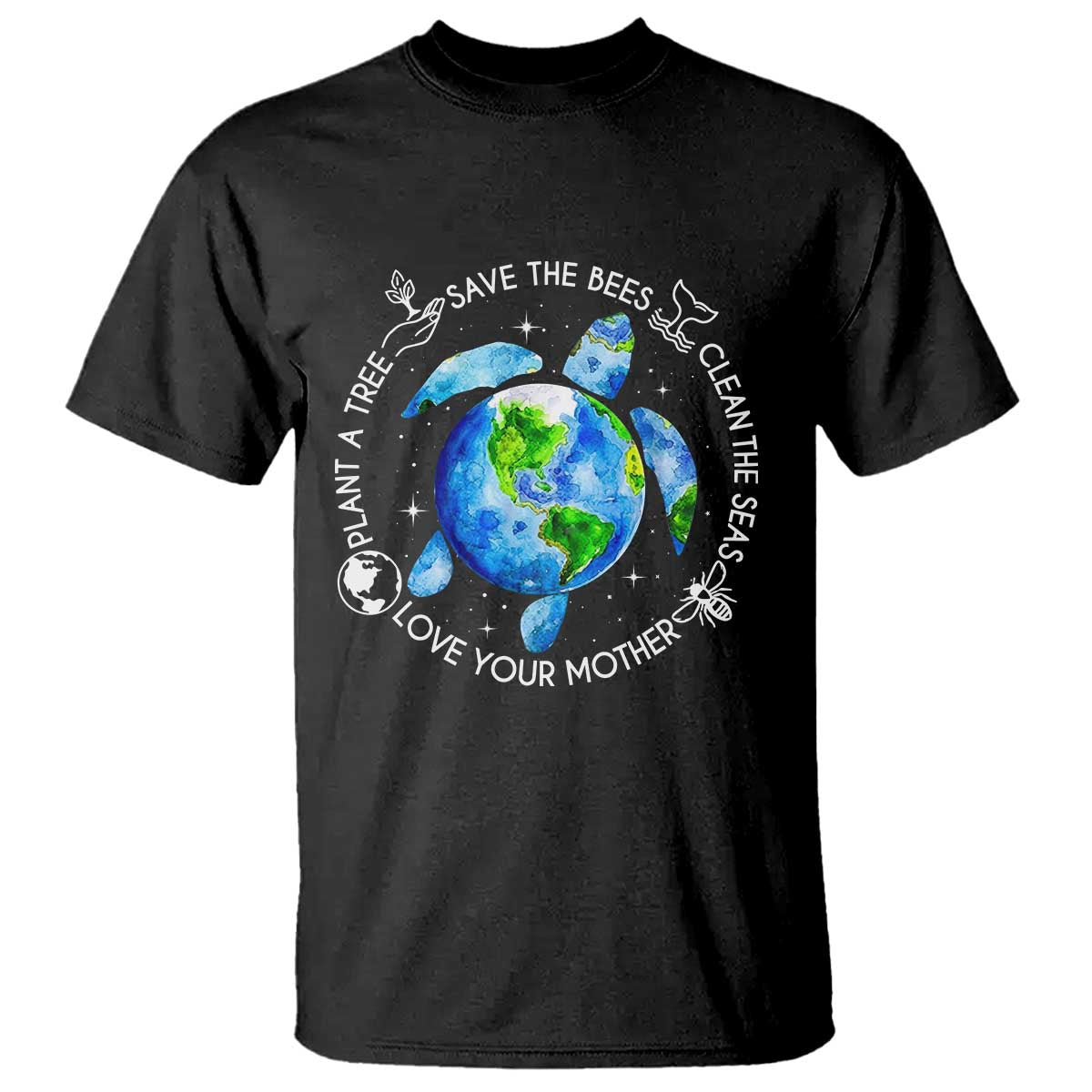 Earth Day Sea Turtle T Shirt Save Bees Plant Trees Clean Seas Environmentalist TS14 Black Print Your Wear