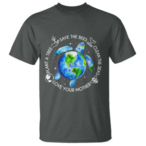 Earth Day Sea Turtle T Shirt Save Bees Plant Trees Clean Seas Environmentalist TS14 Dark Heather Print Your Wear