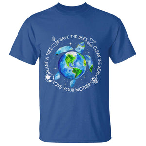Earth Day Sea Turtle T Shirt Save Bees Plant Trees Clean Seas Environmentalist TS14 Royal Blue Print Your Wear