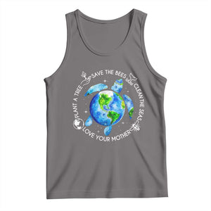 Earth Day Sea Turtle Tank Top Save Bees Plant Trees Clean Seas Environmentalist TS14 Deep Heather Print Your Wear