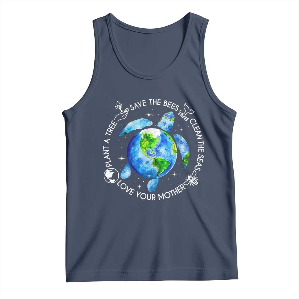 Earth Day Sea Turtle Tank Top Save Bees Plant Trees Clean Seas Environmentalist TS14 Navy Print Your Wear