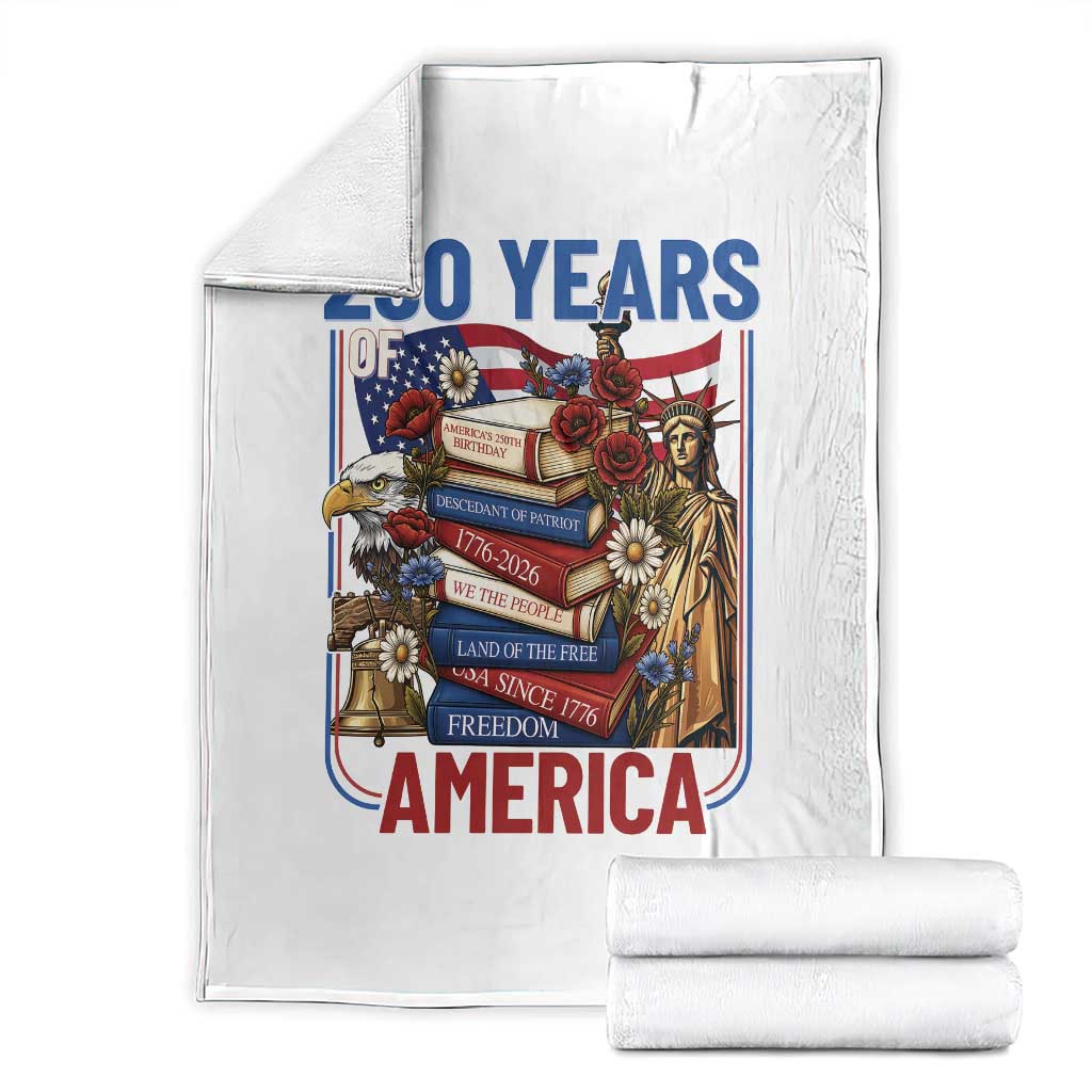 250 Years American Anniversary Throw Blanket Patriotic Book Reader 4th of July TS14 White Print Your Wear
