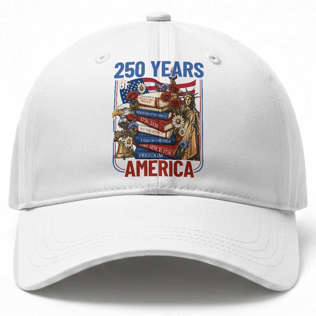250 Years American Anniversary Baseball Cap Patriotic Book Reader 4th of July TS14 Print Your Wear