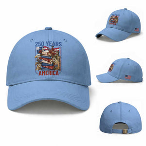 250 Years American Anniversary Baseball Cap Patriotic Book Reader 4th of July TS14 Baseball Cap Universal Fit Light Blue Print Your Wear