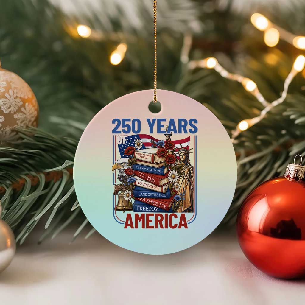 250 Years American Anniversary Ceramic Ornament Patriotic Book Reader 4th of July TS14 1pc Pastel Print Your Wear