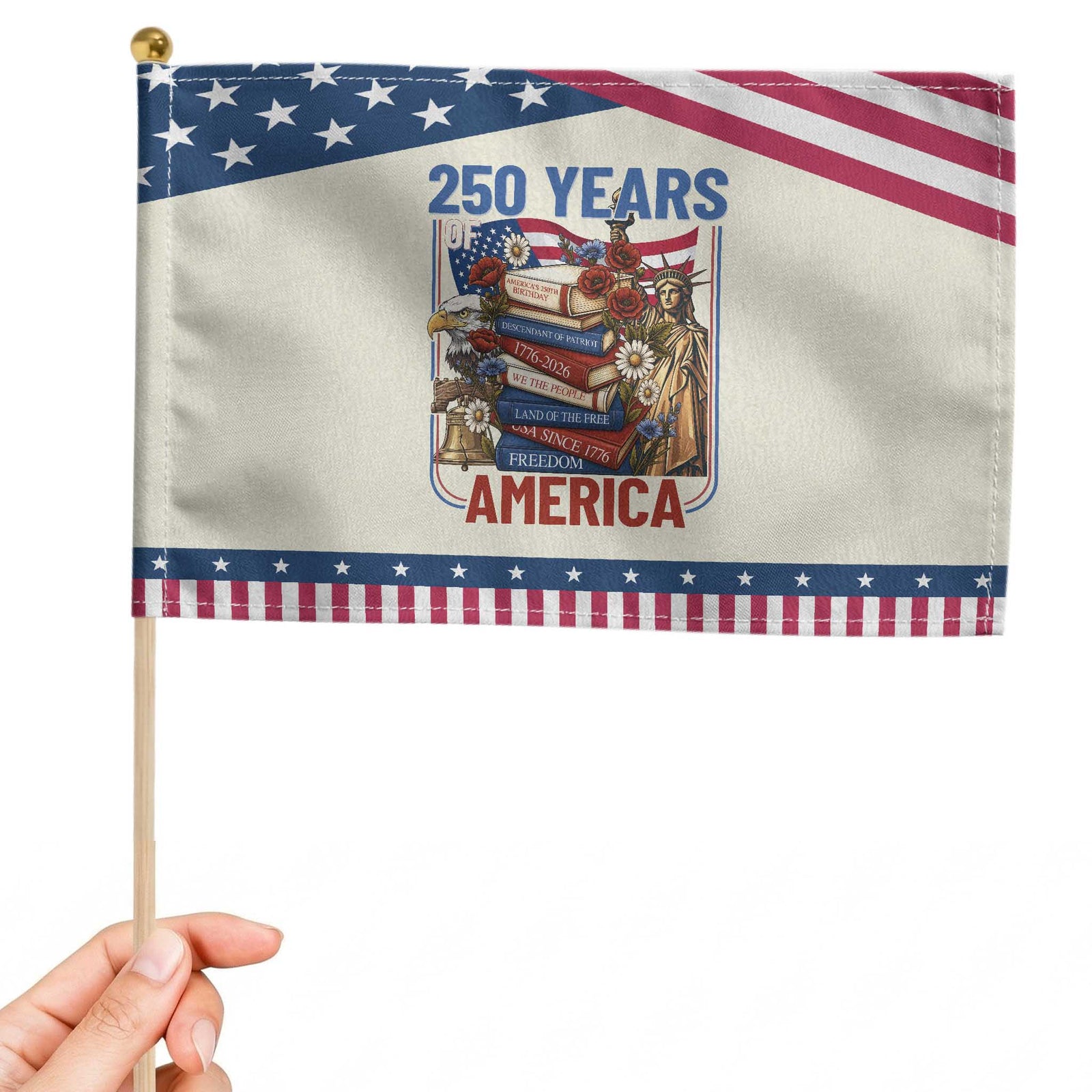 250 Years American Anniversary Patriotic Handheld Flag Book Reader 4th of July TS14 Modern 8.2