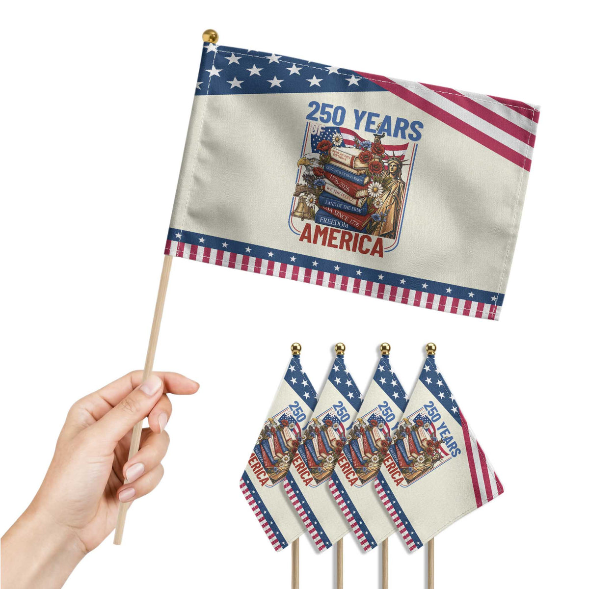 250 Years American Anniversary Patriotic Handheld Flag Book Reader 4th of July TS14 Print Your Wear