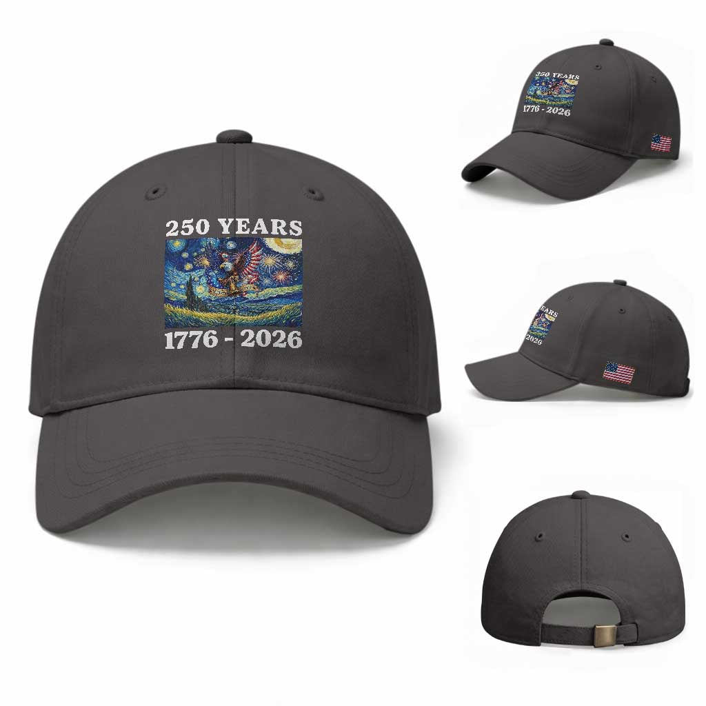 250th America Anniversary Baseball Cap Starry Night Patriotic Eagle Liberty Bell American Flag TS14 Baseball Cap Universal Fit Dark Gray Print Your Wear