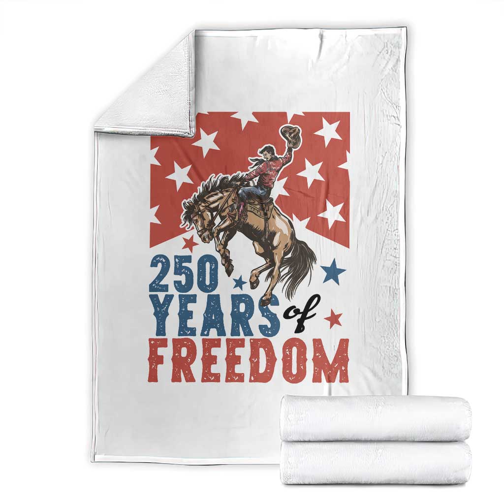 American Rodeo 250th Anniversary Throw Blanket Western Cowboy Patriotic Fourth of July TS14 White Print Your Wear