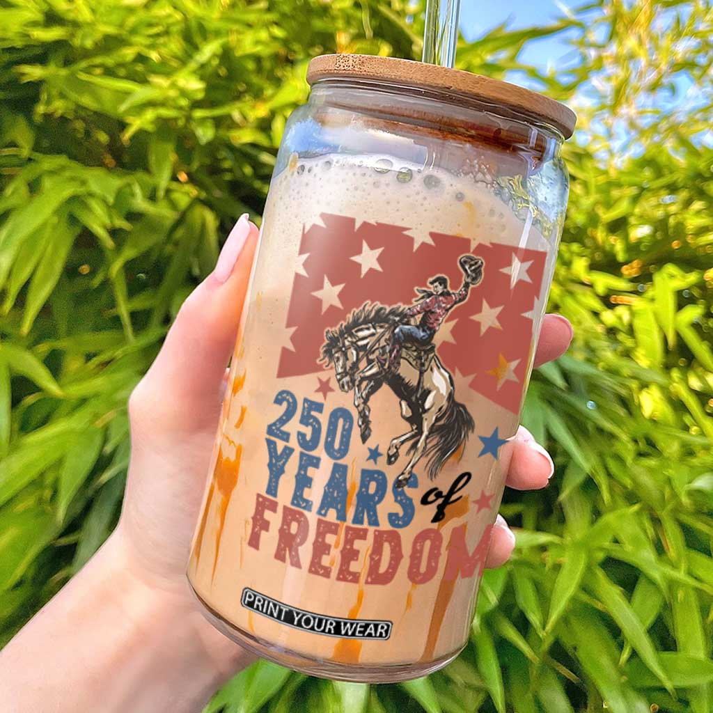 American Rodeo 250th Anniversary Glass Can Western Cowboy Patriotic Fourth of July TS14 White Print Your Wear