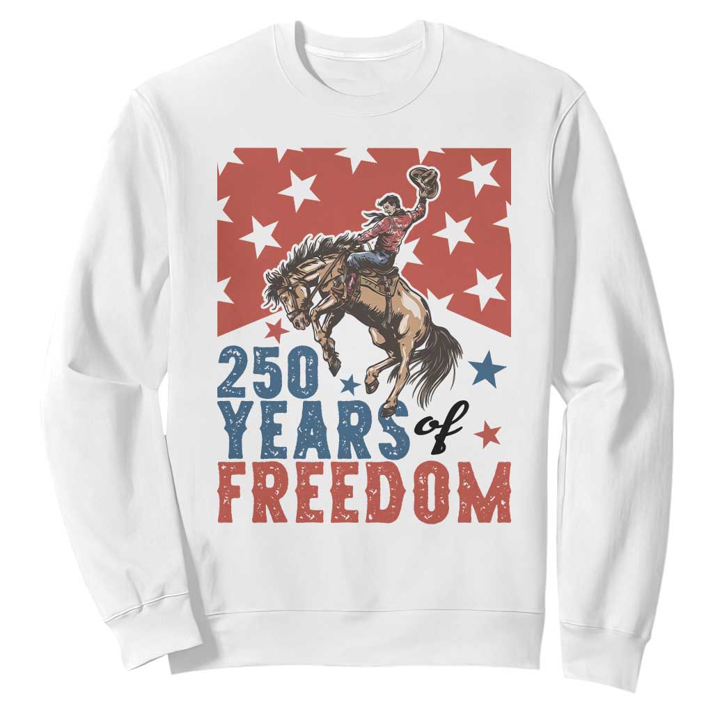 American Rodeo 250th Anniversary Sweatshirt Western Cowboy Patriotic Fourth of July TS14 White Print Your Wear