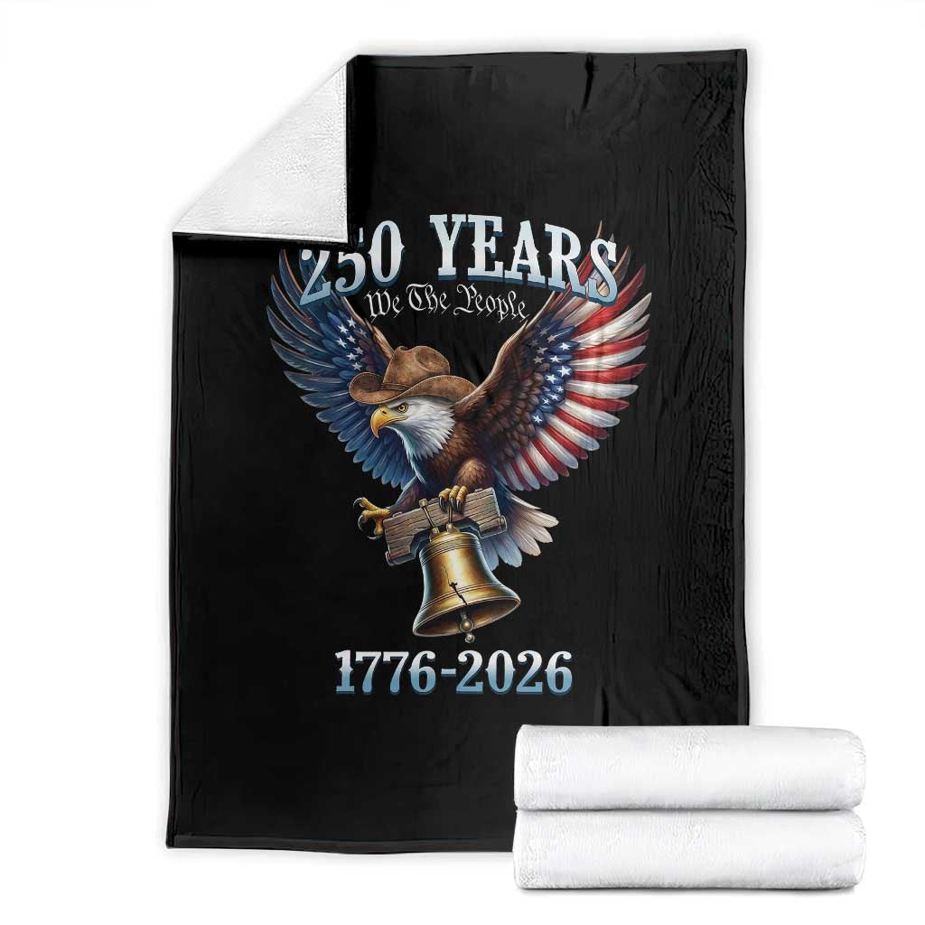American Rodeo 250th Anniversary Throw Blanket Western Cowboy Eagle Patriotic 4th of July TS14 Black Print Your Wear