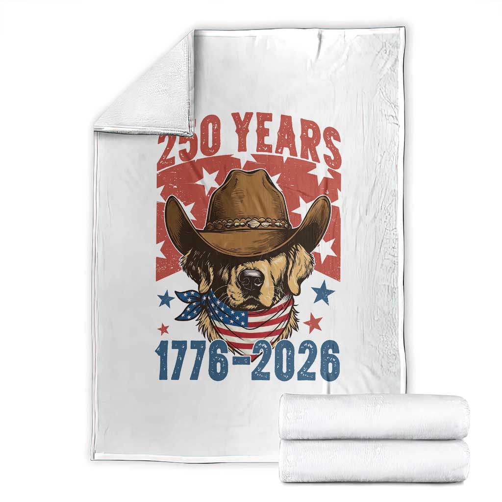 250th Anniversary USA Throw Blanket Western Golden Retriever 4th of July TS14 White Print Your Wear