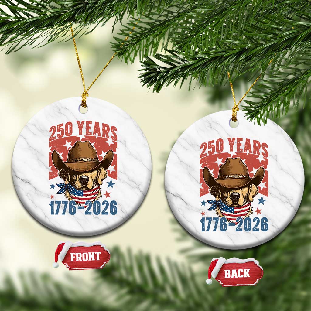 250th Anniversary USA Ceramic Ornament Western Golden Retriever 4th of July TS14 1pc White Marble Print Your Wear