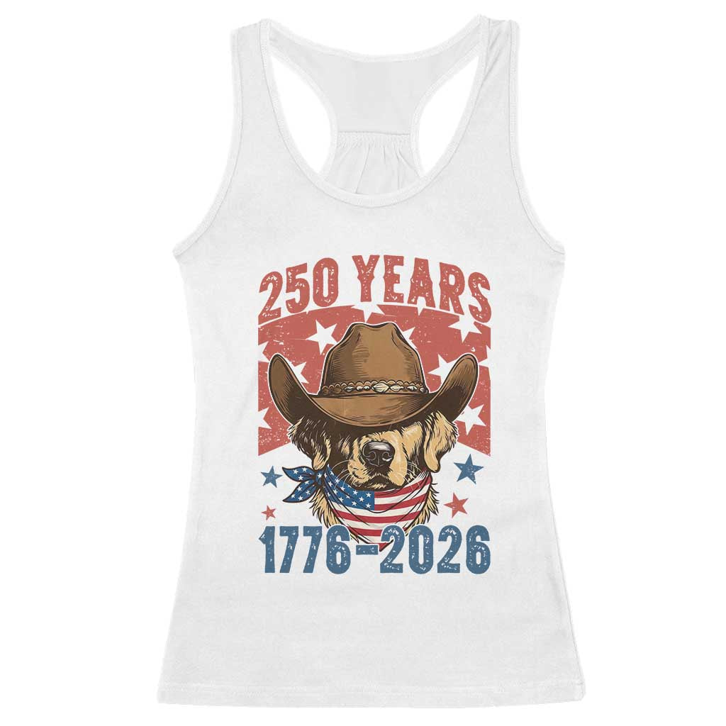 250th Anniversary USA Racerback Tank Top Western Golden Retriever 4th of July TS14 White Print Your Wear