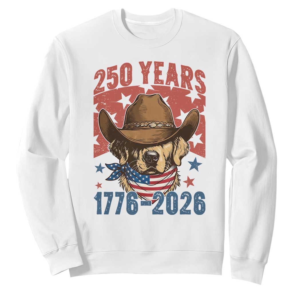250th Anniversary USA Sweatshirt Western Golden Retriever 4th of July TS14 White Print Your Wear