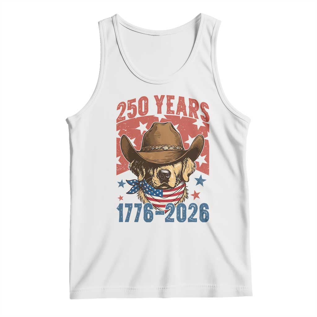250th Anniversary USA Tank Top Western Golden Retriever 4th of July TS14 White Print Your Wear