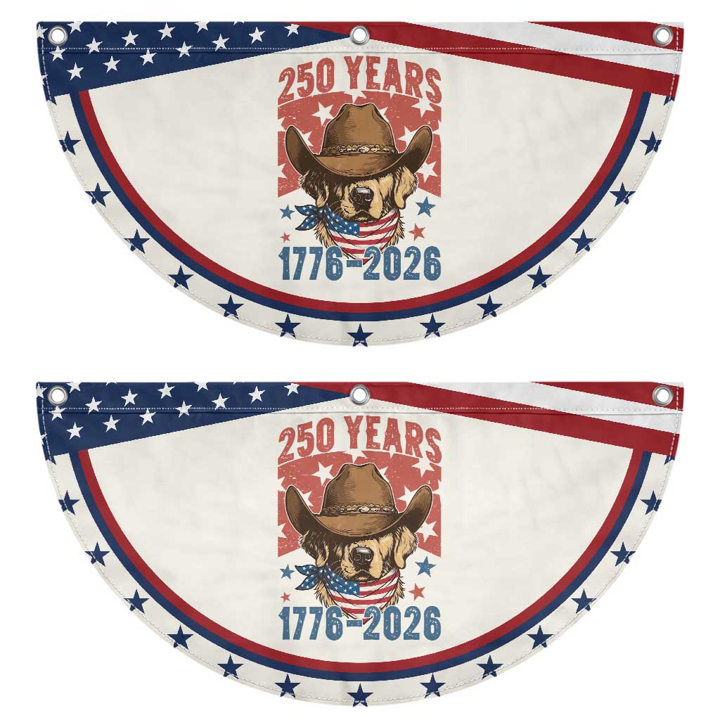 250th Anniversary USA Patriotic Fan Flag Western Golden Retriever 4th of July TS14 2pcs pack Classic Beige Print Your Wear