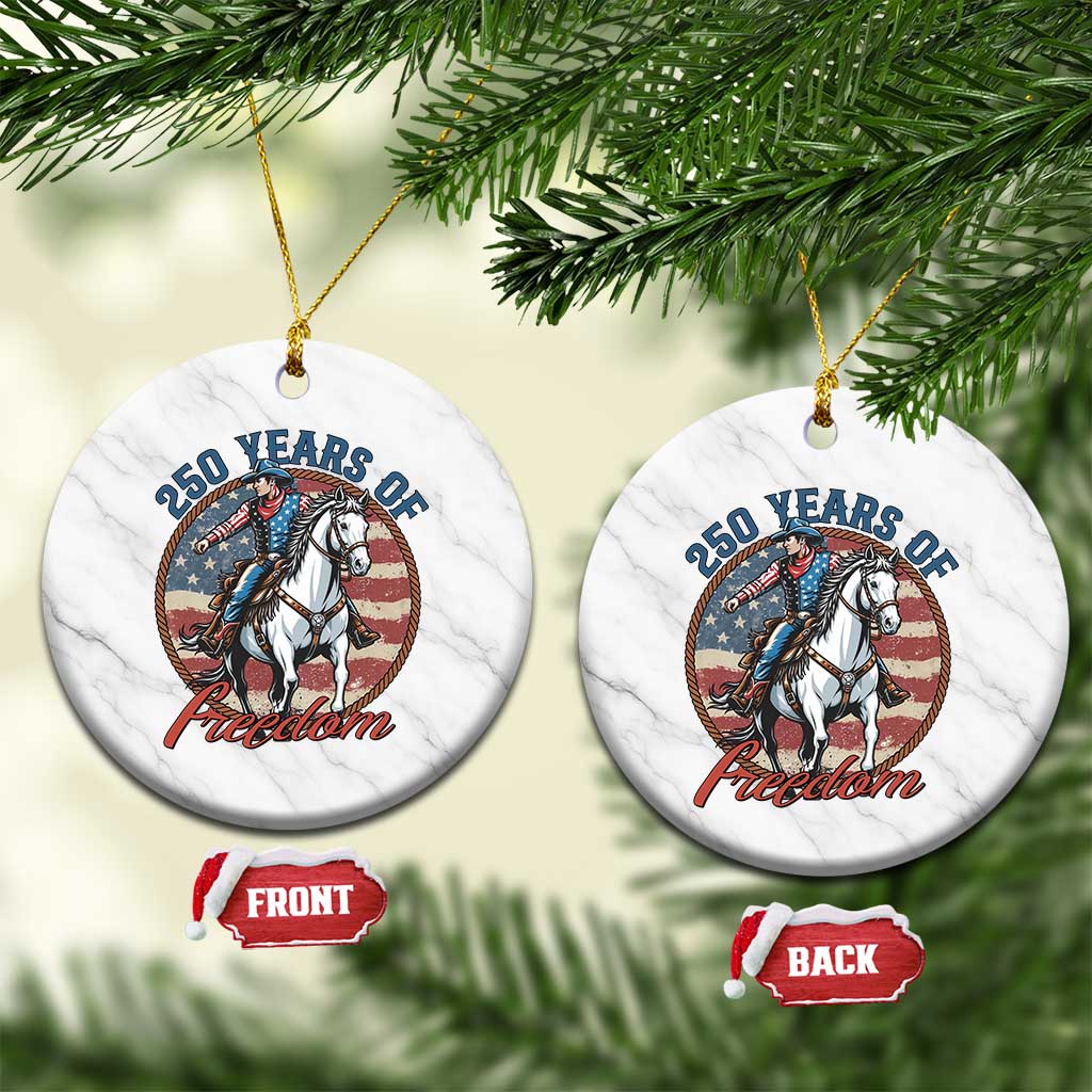 250th Anniversary USA Ceramic Ornament American Flag Cowboy Rodeo 4th of July TS14 1pc White Marble Print Your Wear