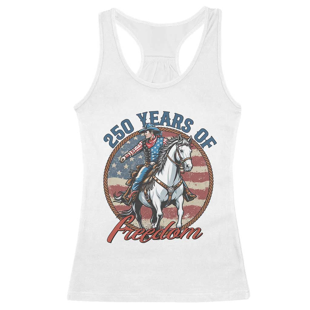 250th Anniversary USA Racerback Tank Top American Flag Cowboy Rodeo 4th of July TS14 White Print Your Wear