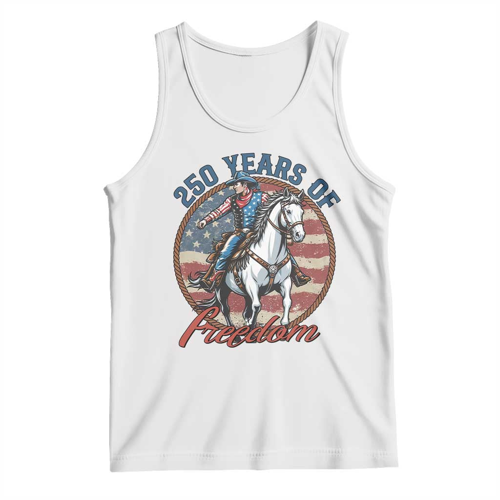 250th Anniversary USA Tank Top American Flag Cowboy Rodeo 4th of July TS14 White Print Your Wear