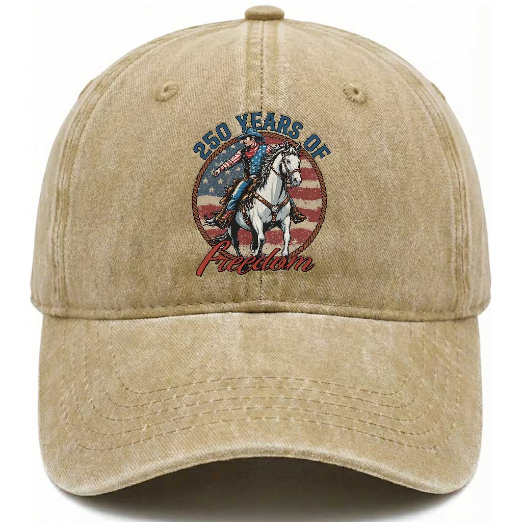 250th Anniversary USA Washed Cotton Baseball Cap American Flag Cowboy Rodeo 4th of July TS14 Print Your Wear