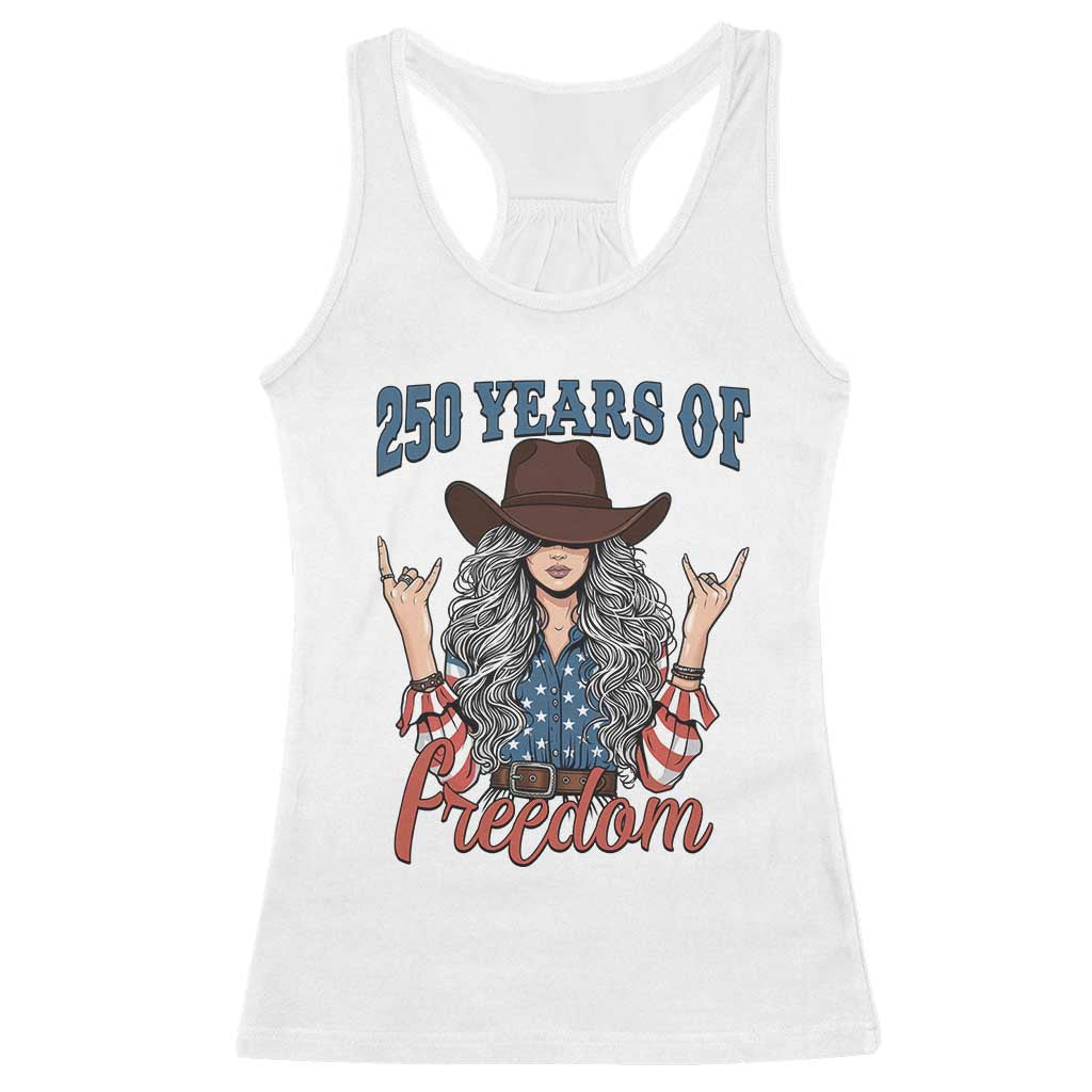 250th Anniversary USA Racerback Tank Top Western Cowgirl American Flag 4th of July TS14 White Print Your Wear