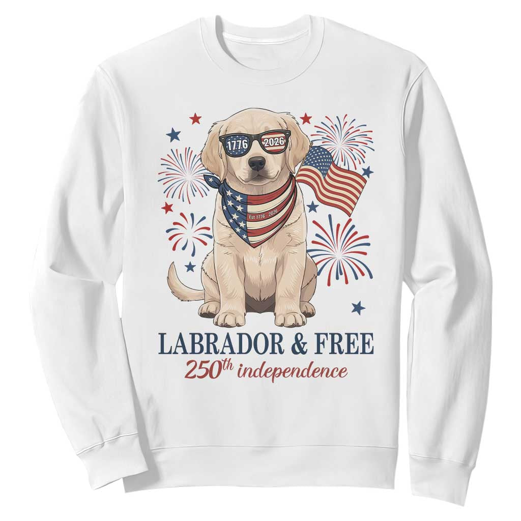 250th Anniversary USA Sweatshirt Labrador Retriever American Flag 4th of July TS14 White Print Your Wear
