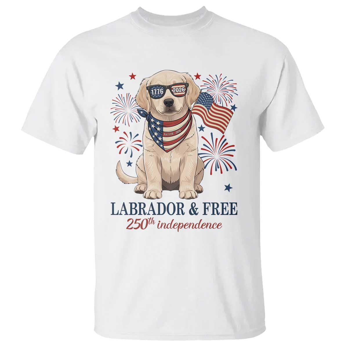 250th Anniversary USA T Shirt Labrador Retriever American Flag 4th of July TS14 White Print Your Wear
