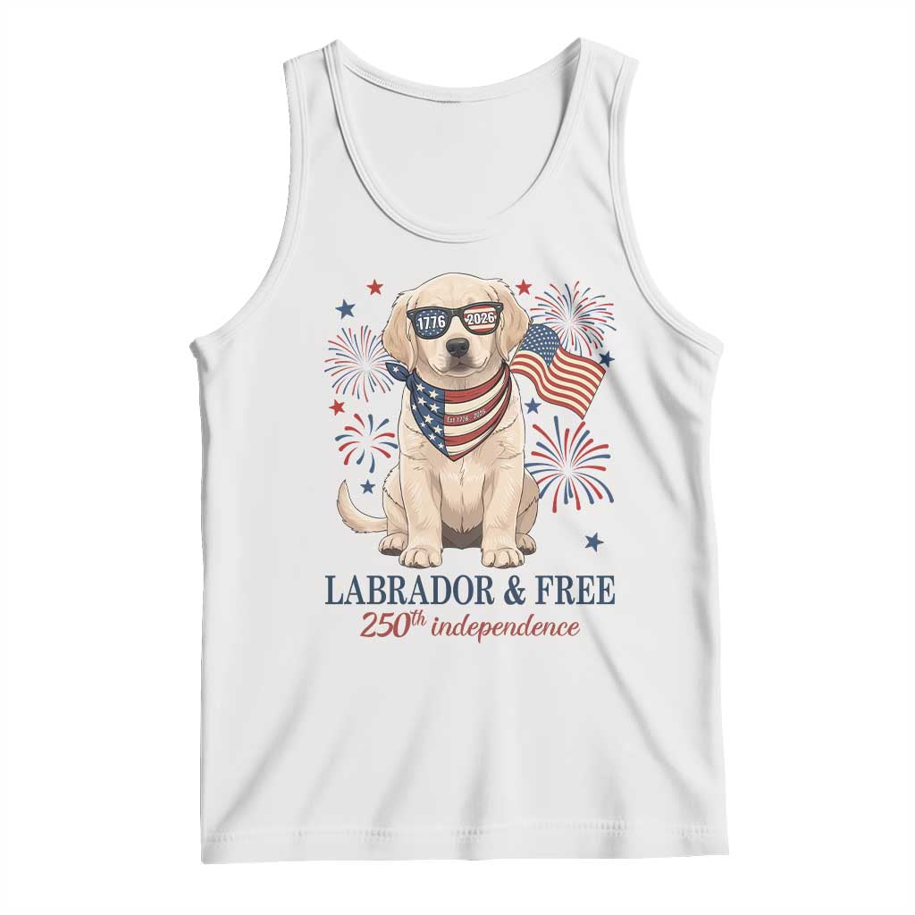 250th Anniversary USA Tank Top Labrador Retriever American Flag 4th of July TS14 White Print Your Wear