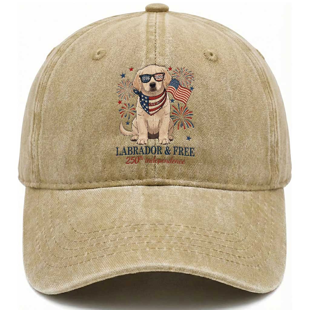 250th Anniversary USA Washed Cotton Baseball Cap Labrador Retriever American Flag 4th of July TS14 Print Your Wear