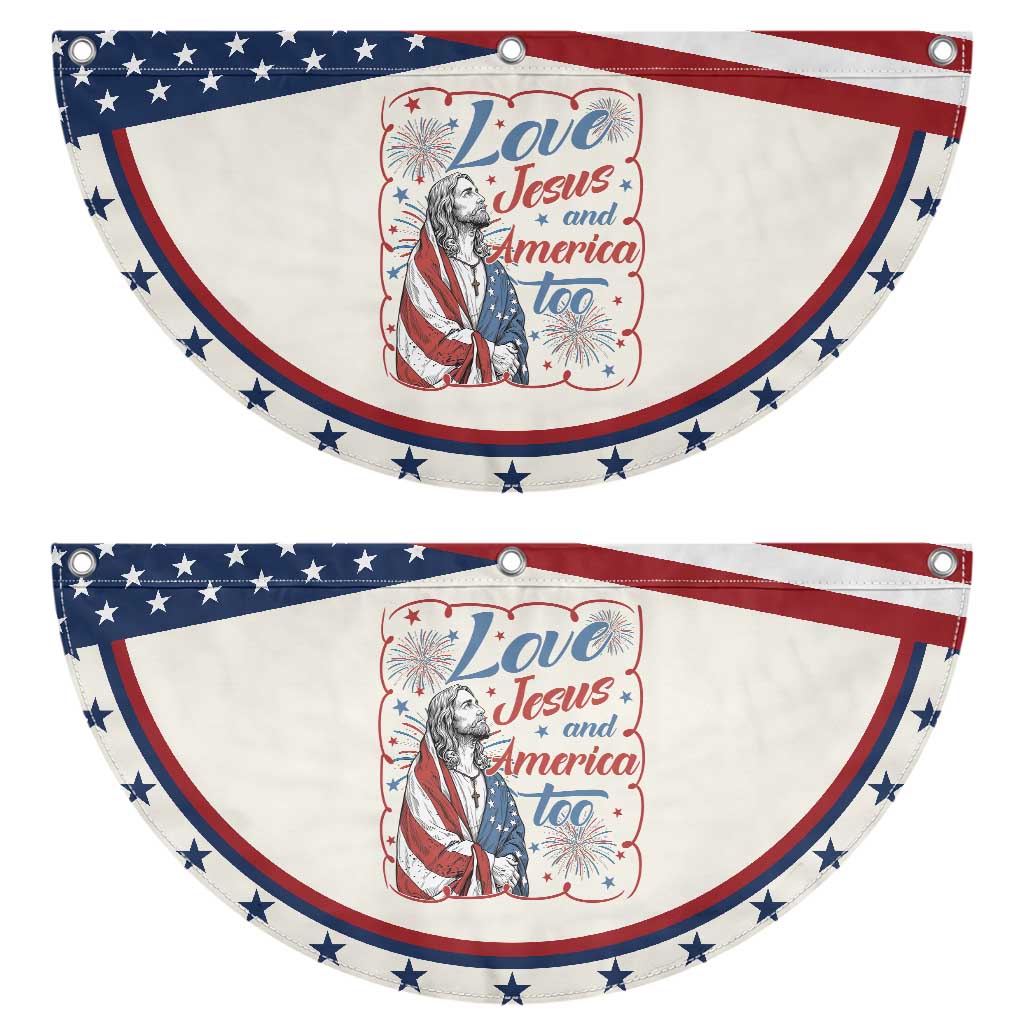 Loves Jesus and America Too Patriotic Fan Flag Christian Jesus 4th of July TS14 2pcs pack Classic Beige Print Your Wear