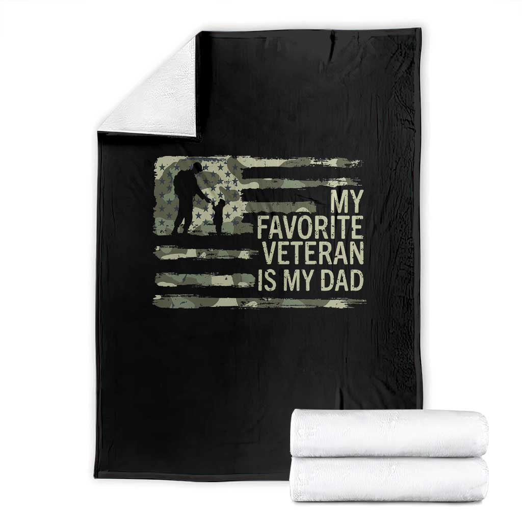 My Favorite Veteran is My Dad Throw Blanket Veteran Dad Camo American Flag TS14 Black Print Your Wear