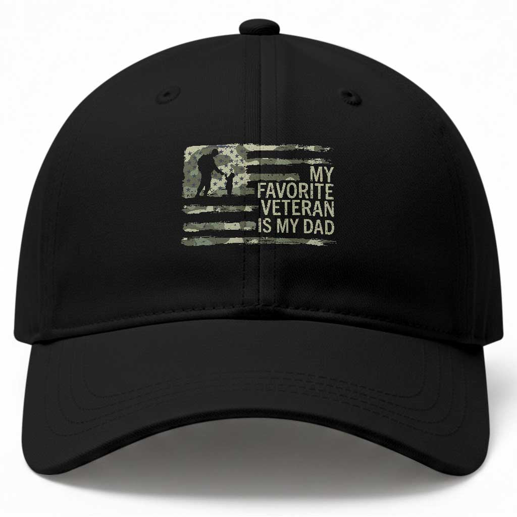 My Favorite Veteran is My Dad Baseball Cap Veteran Dad Camo American Flag TS14 Print Your Wear