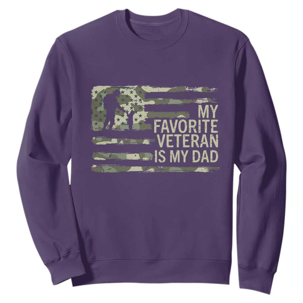 My Favorite Veteran is My Dad Sweatshirt Veteran Dad Camo American Flag TS14 Purple Print Your Wear