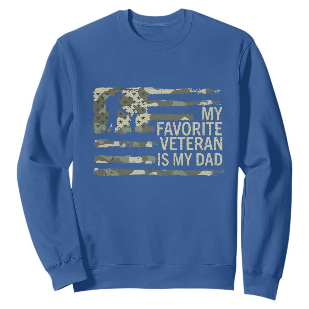 My Favorite Veteran is My Dad Sweatshirt Veteran Dad Camo American Flag TS14 Royal Blue Print Your Wear