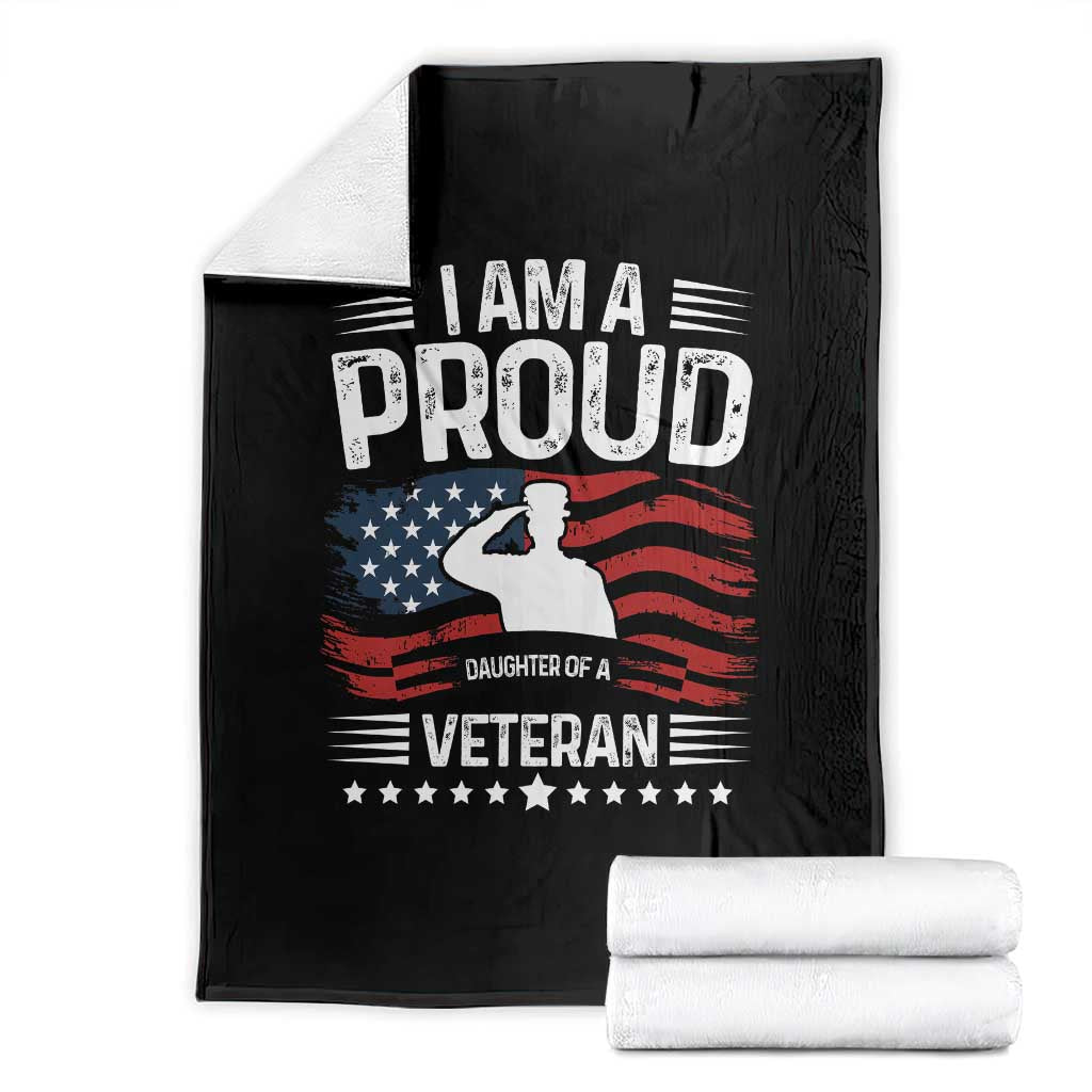 Proud Daughter Veteran Nothing Scares Throw Blanket Military Family Pride American Flag TS14 Black Print Your Wear