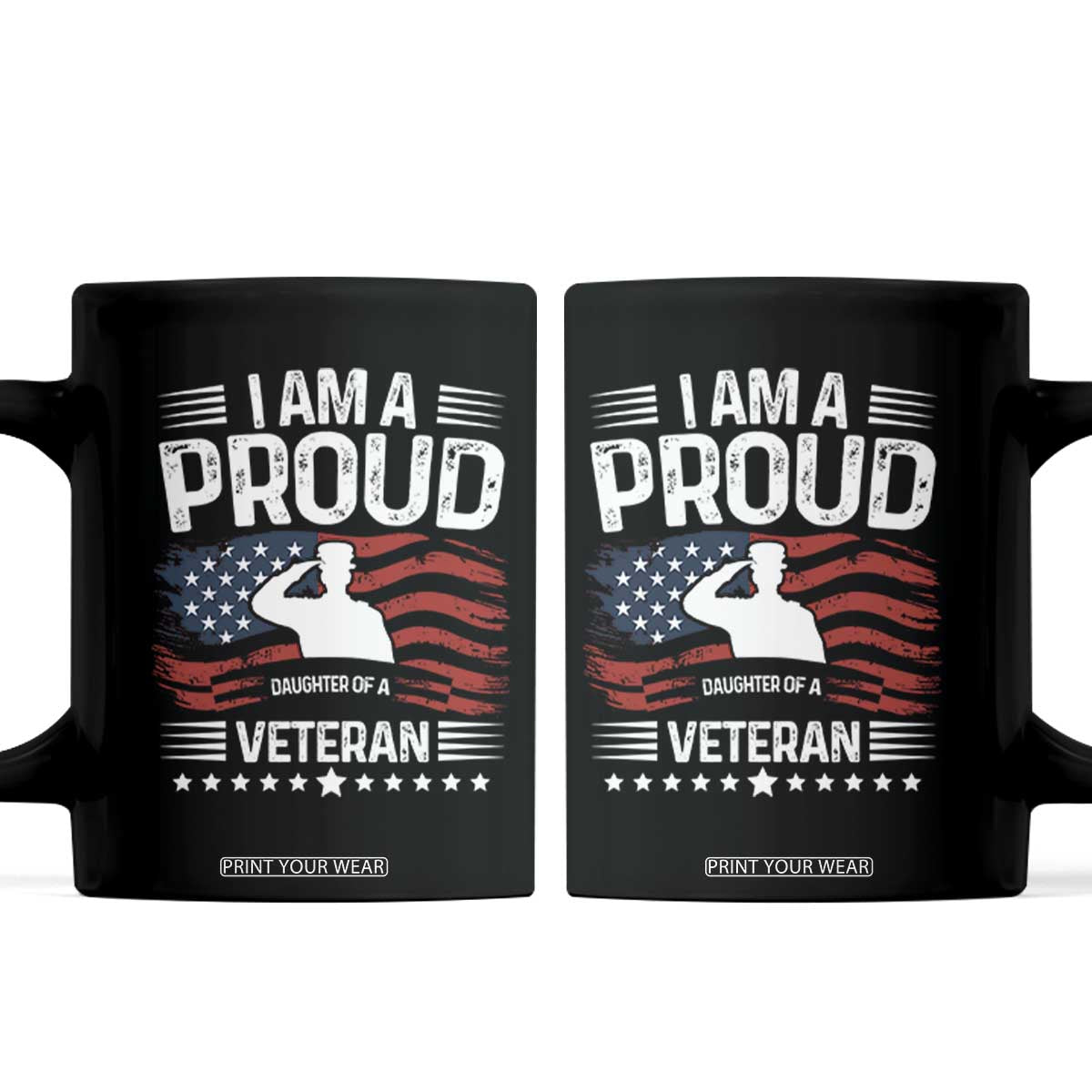 Proud Daughter Veteran Nothing Scares Coffee Mug Military Family Pride American Flag TS14 Black Print Your Wear